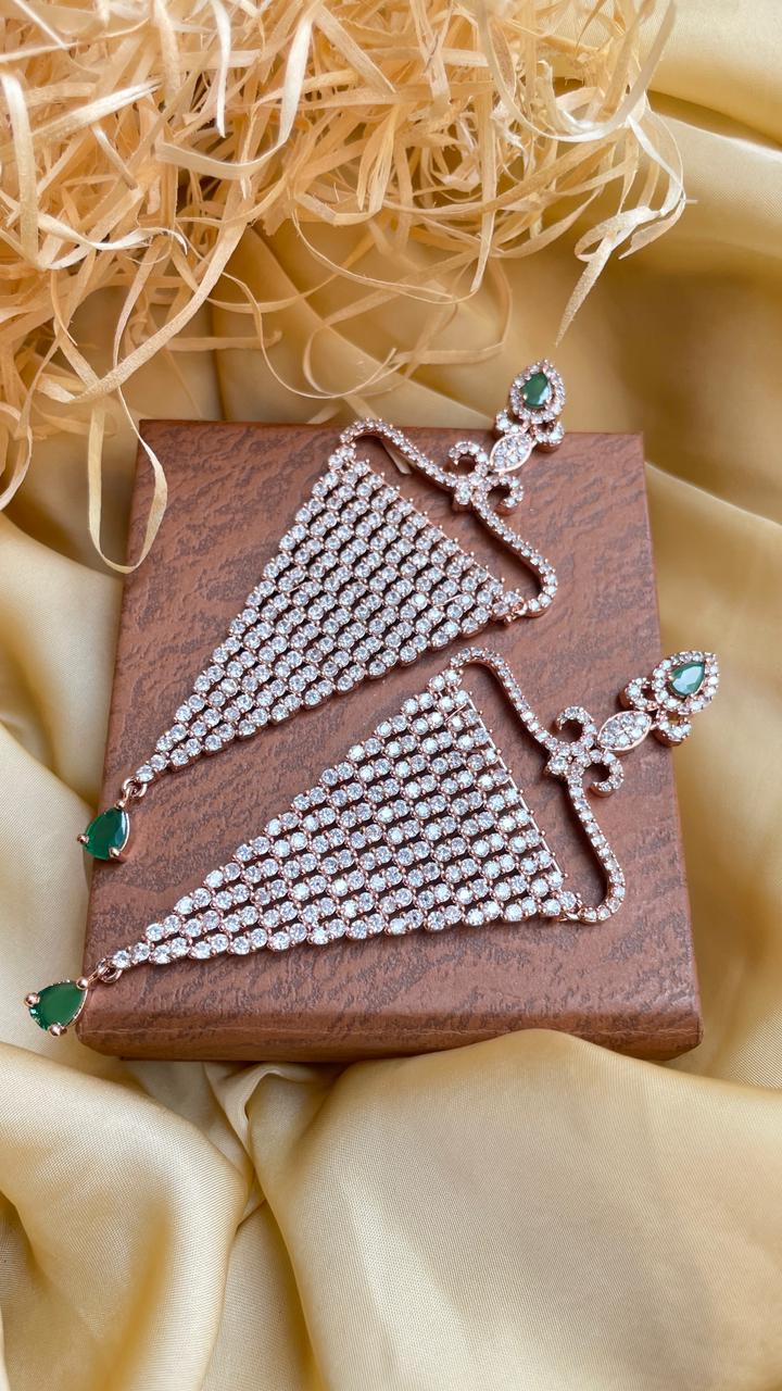 Sparkling Rose Gold American Diamond Earrings