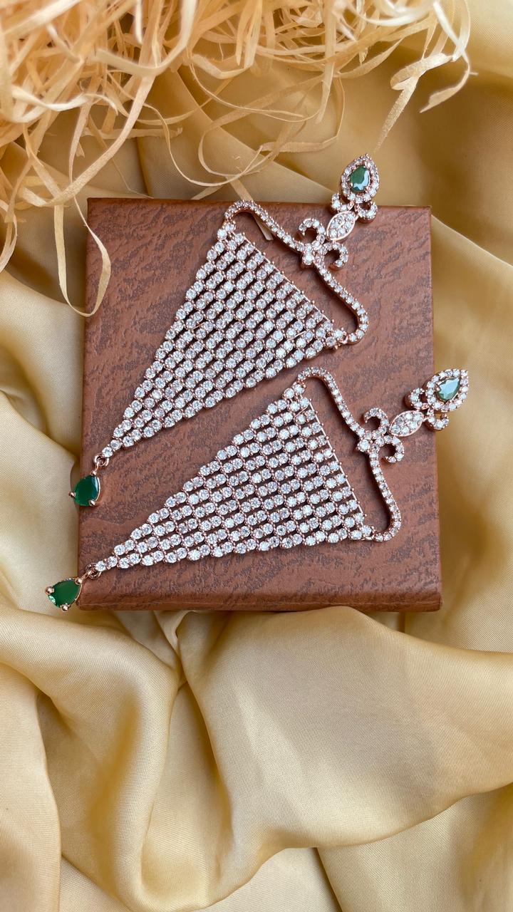 Sparkling Rose Gold American Diamond Earrings