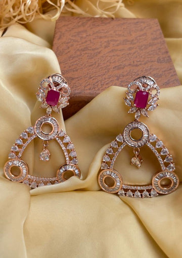 Elegant Rose Gold American Diamond Earrings - Abdesignsjewellery