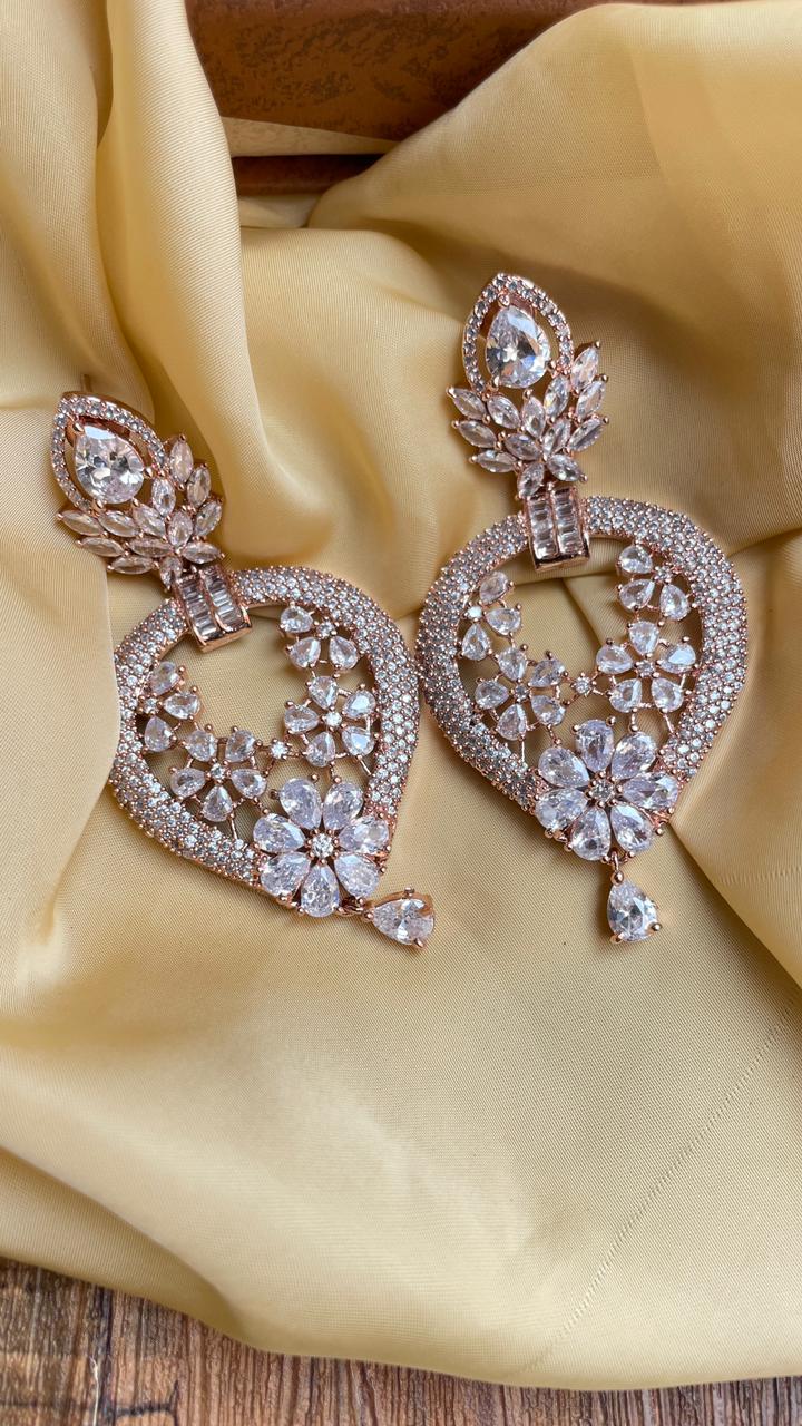Sparkling Rose Gold American Diamond Earrings