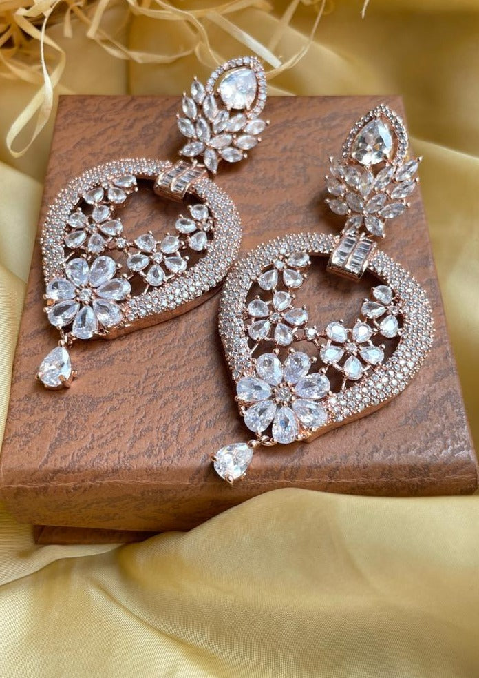 Sparkling Rose Gold American Diamond Earrings