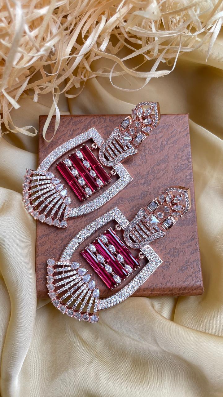 Elegant Rose Gold American Diamond Earrings - Abdesignsjewellery