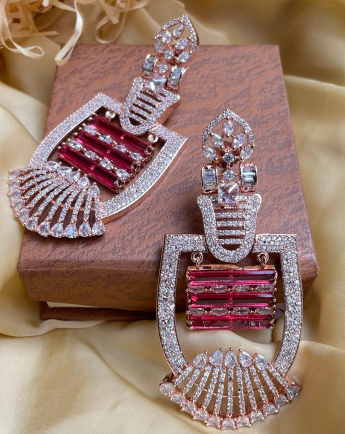 Elegant Rose Gold American Diamond Earrings - Abdesignsjewellery