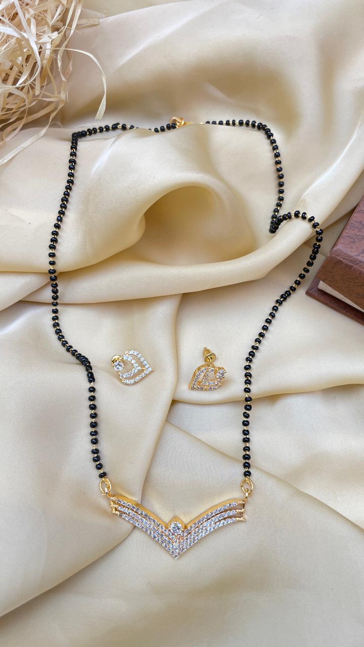 Classic White Diamond Mangalsutra - Abdesignsjewellery