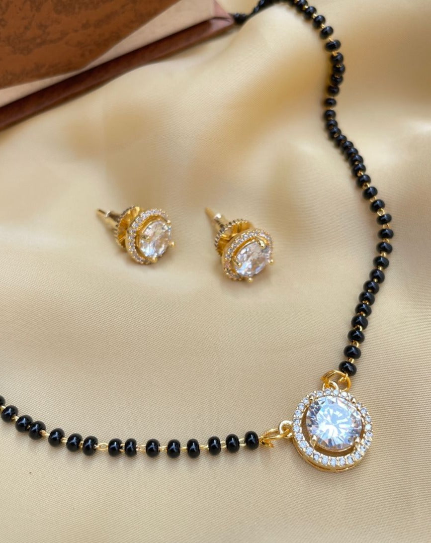 Kajal Aggarwal Wedding Inspired Gold American Diamond Mangalsutra