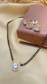 Thumbnail for Kajal Aggarwal Wedding Inspired Gold American Diamond Mangalsutra