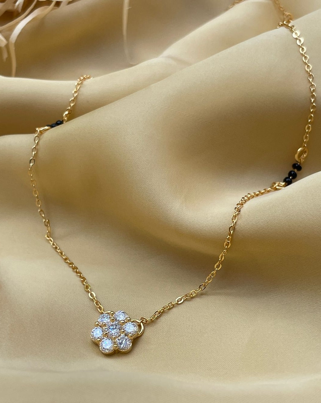 Beautiful Diamond Flower Mangalsutra - Abdesignsjewellery