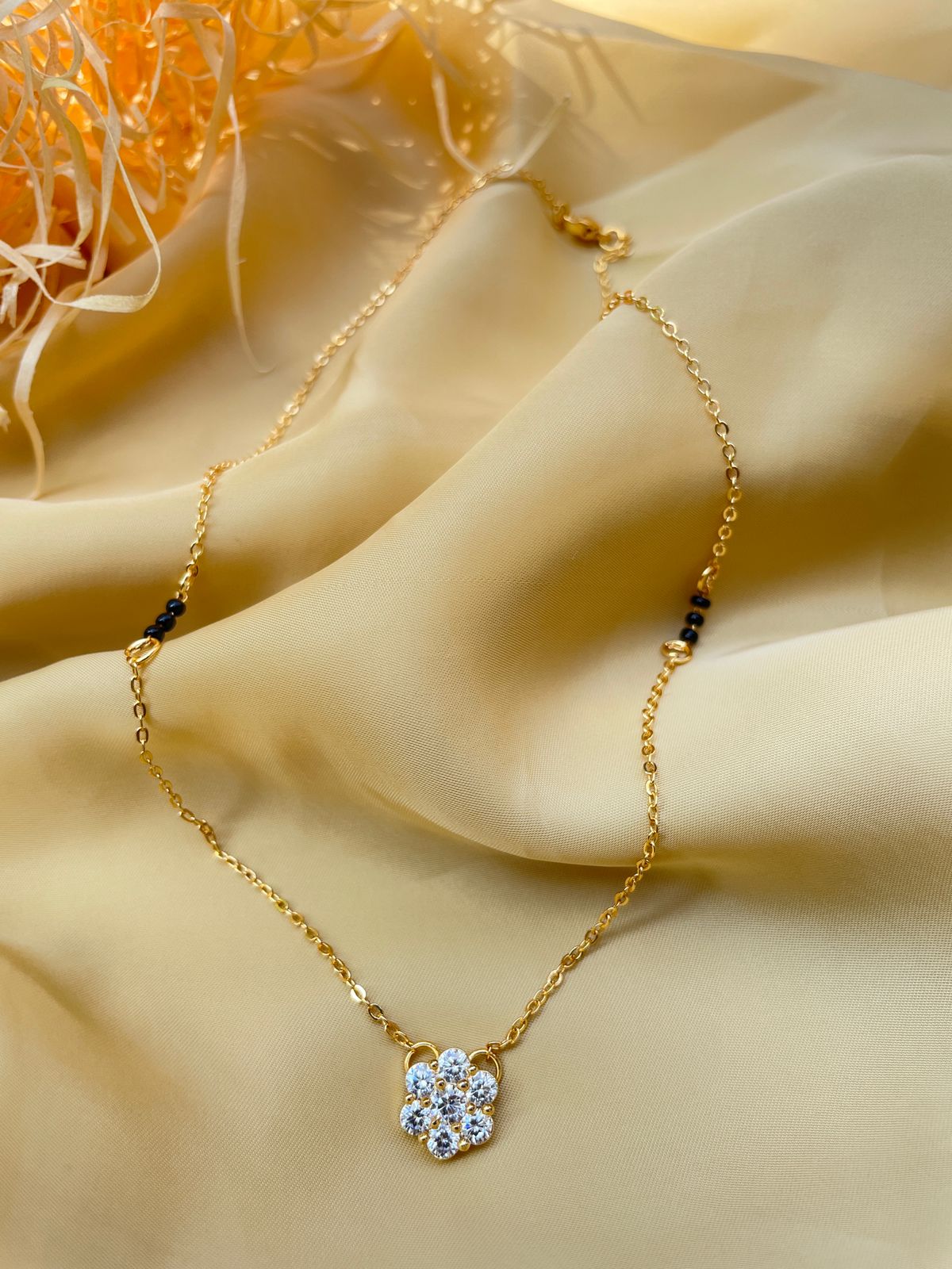 Beautiful Diamond Flower Mangalsutra - Abdesignsjewellery