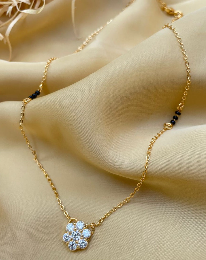 Beautiful Diamond Flower Mangalsutra - Abdesignsjewellery