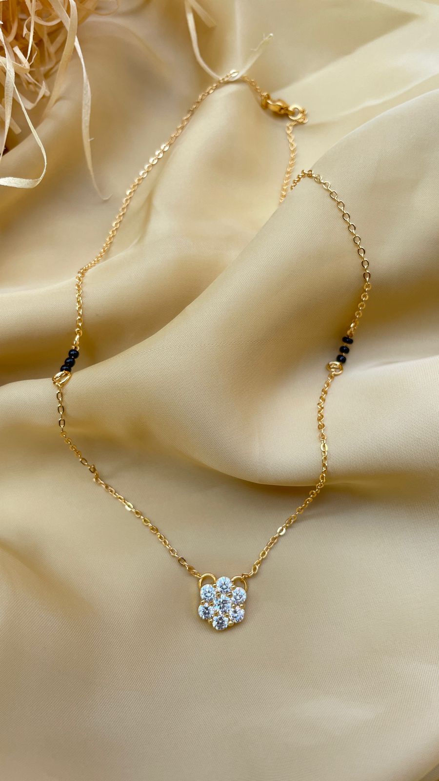 Beautiful Diamond Flower Mangalsutra - Abdesignsjewellery