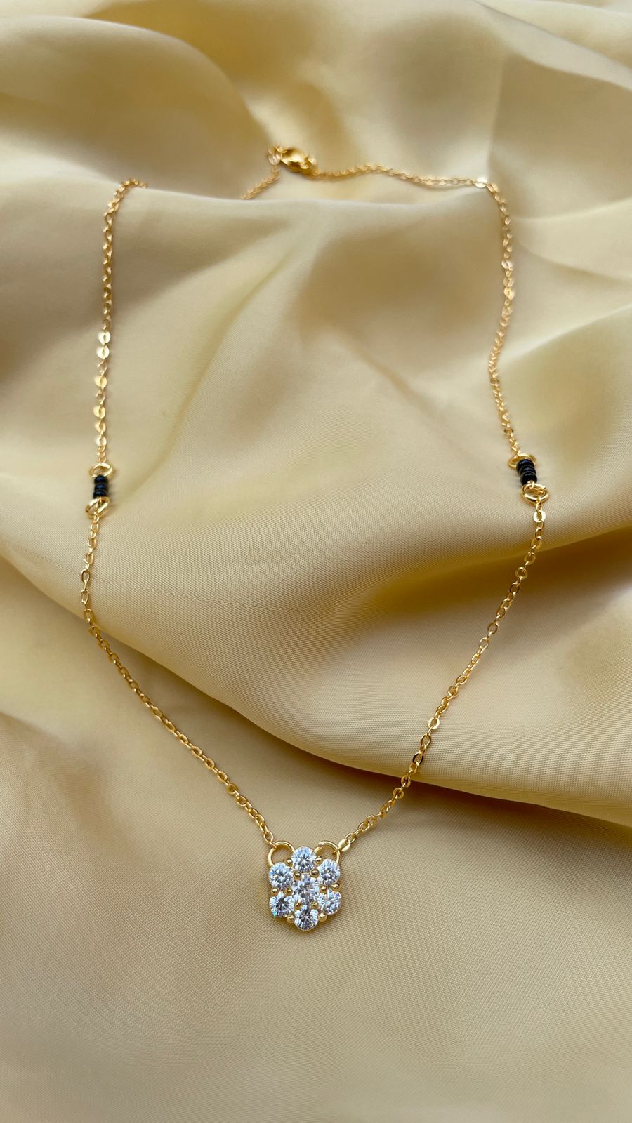 Beautiful Diamond Flower Mangalsutra - Abdesignsjewellery