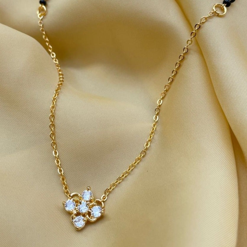 Dainty Diamond Flower Mangalsutra - Abdesignsjewellery