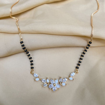 Floral Gold Plated Diamond Mangalsutra - Abdesignsjewellery