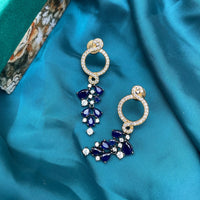 Thumbnail for Blue Drop Gemstone Gold Earrings