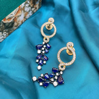 Thumbnail for Blue Drop Gemstone Gold Earrings