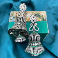 Thumbnail for Silver Antique Designer Jhumka Earrings