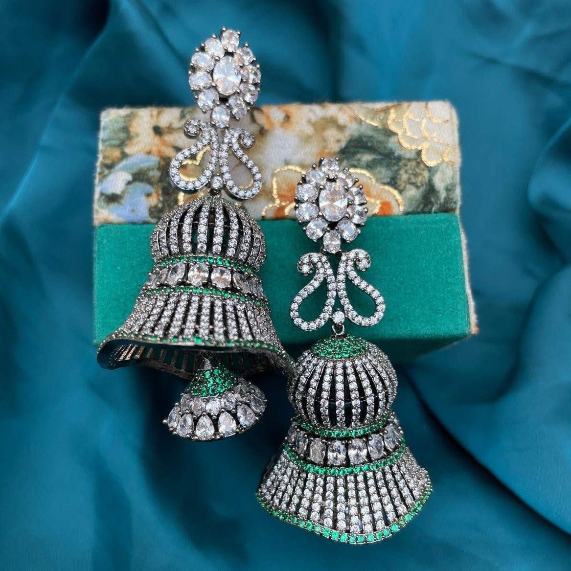 Silver Antique Designer Jhumka Earrings