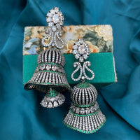 Thumbnail for Silver Antique Designer Jhumka Earrings