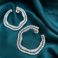 Thumbnail for Sparkling Silver Diamond Earrings