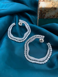 Thumbnail for Sparkling Silver Diamond Earrings
