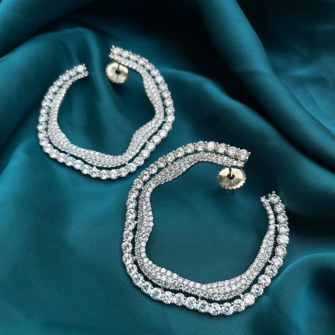 Sparkling Silver Diamond Earrings
