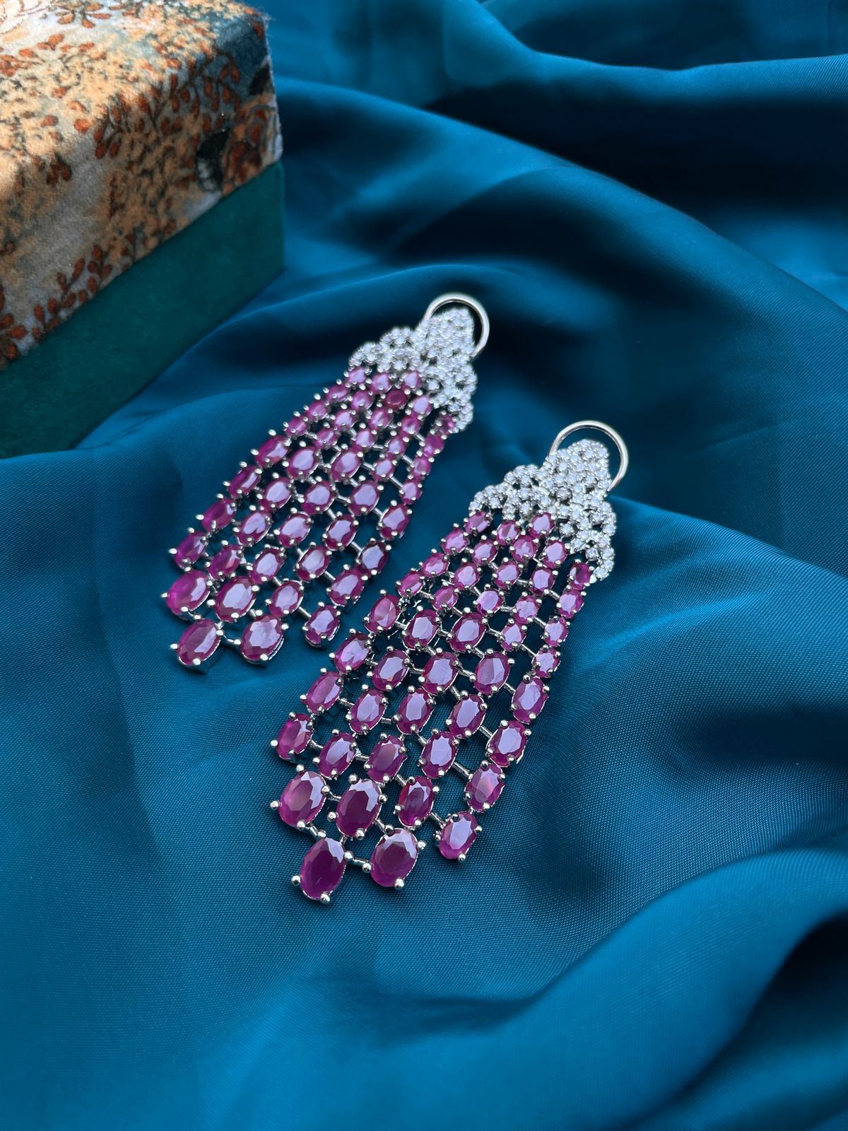 Elegant Pink CZ Earrings