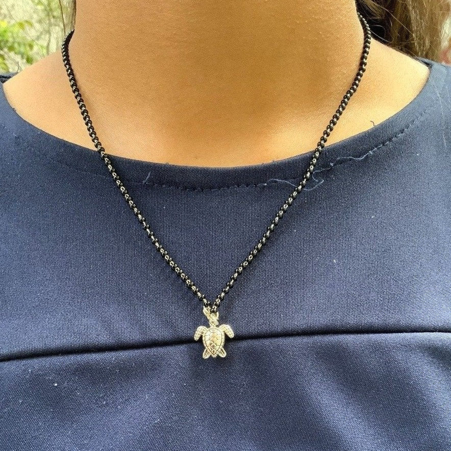 German Silver Oxidise Turtle Mangalsutra - Abdesignsjewellery