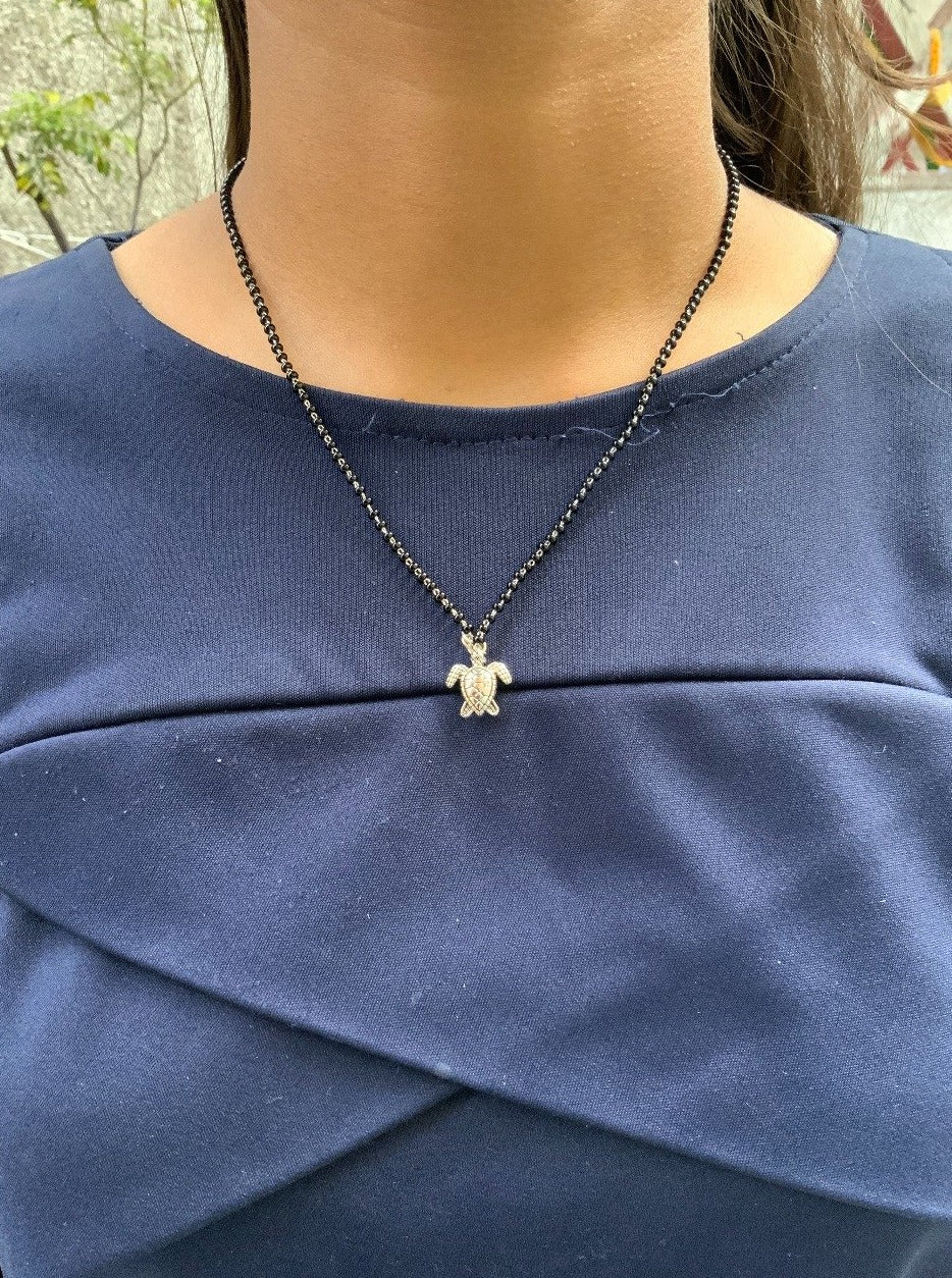 German Silver Oxidise Turtle Mangalsutra - Abdesignsjewellery