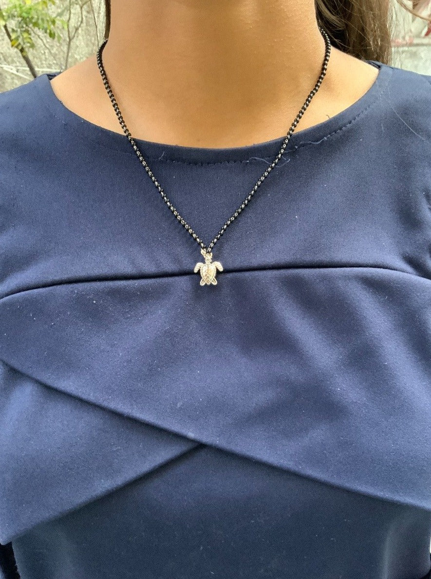 German Silver Oxidise Turtle Mangalsutra - Abdesignsjewellery