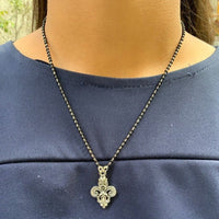Thumbnail for German Silver Oxidised Cross Mangalsutra