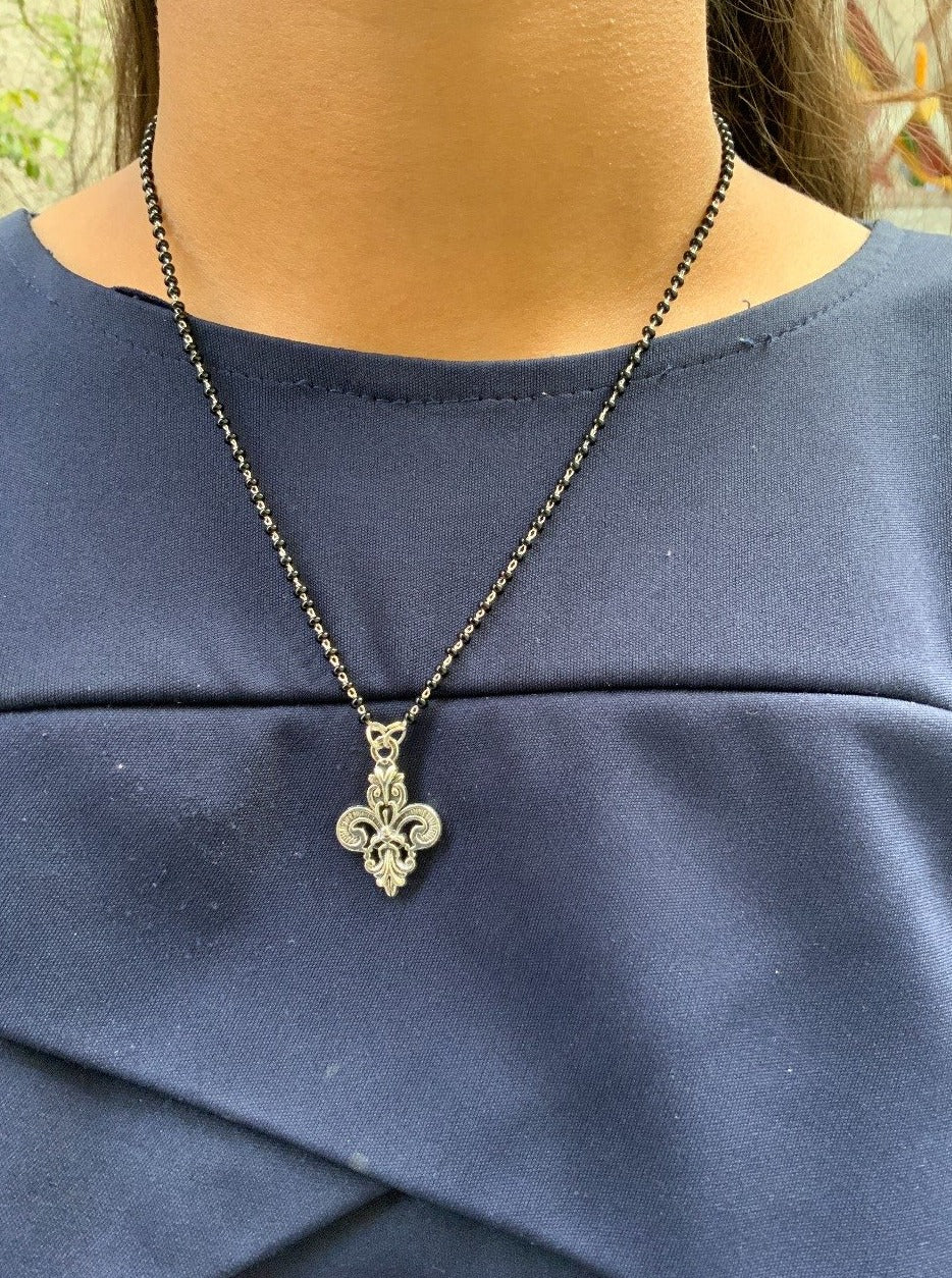 German Silver Oxidised Cross Mangalsutra - Abdesignsjewellery