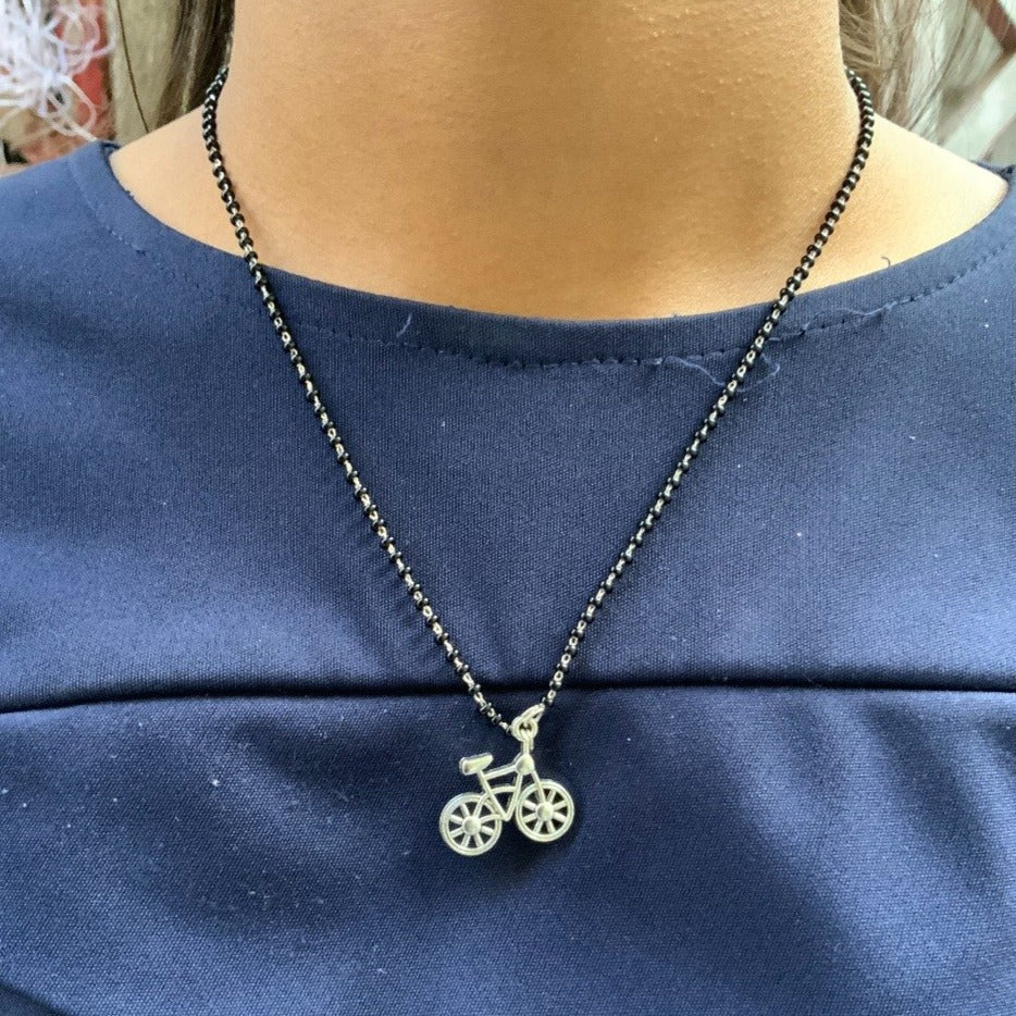 German Silver Oxidise Cycle Mangalsutra - Abdesignsjewellery
