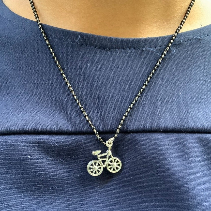 German Silver Oxidise Cycle Mangalsutra - Abdesignsjewellery