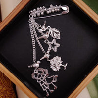 Thumbnail for Cute Couple German Silver Plated Saree Pin - Abdesignsjewellery