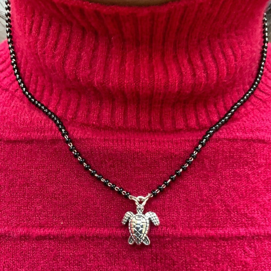 German Silver Oxidise Turtle Mangalsutra - Abdesignsjewellery