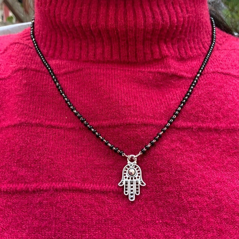 German Silver Oxidised Congress Mangalsutra - Abdesignsjewellery