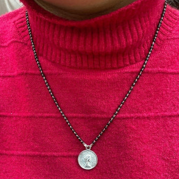 German Silver Oxidised Silver coin Mangalsutra - Abdesignsjewellery