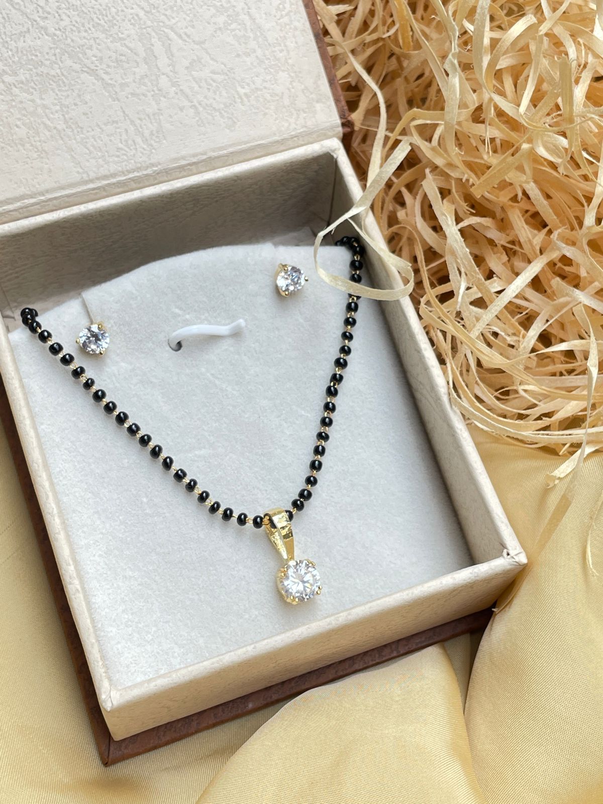 Gold Plated Single Stone Mangalsutra - Abdesignsjewellery