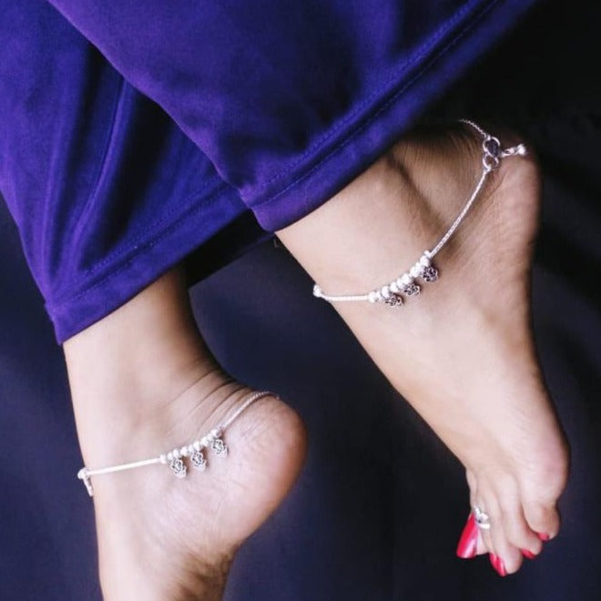 Elegant Floral Drop Anklet - Abdesignsjewellery