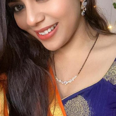 Elegant Silver Swarovski Diamond Mangalsutra - Abdesignsjewellery