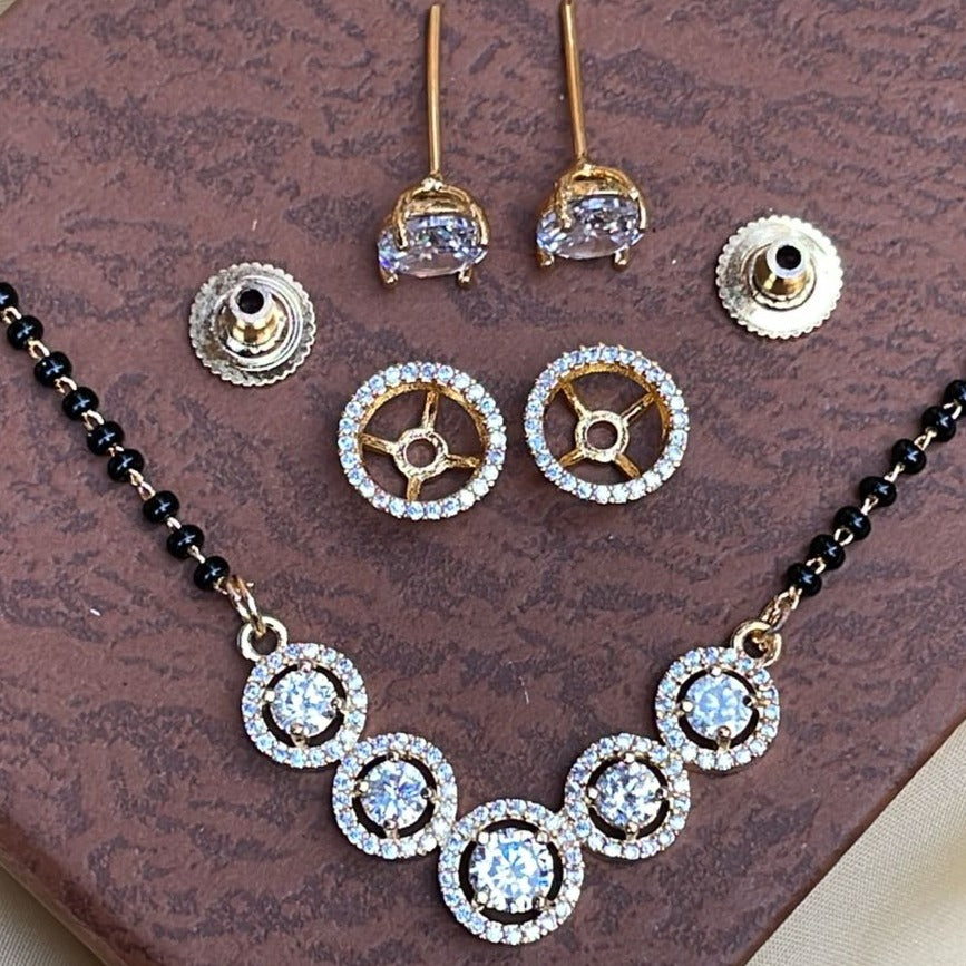 Moonshine Round Gold Plated Mangalsutra - Abdesignsjewellery