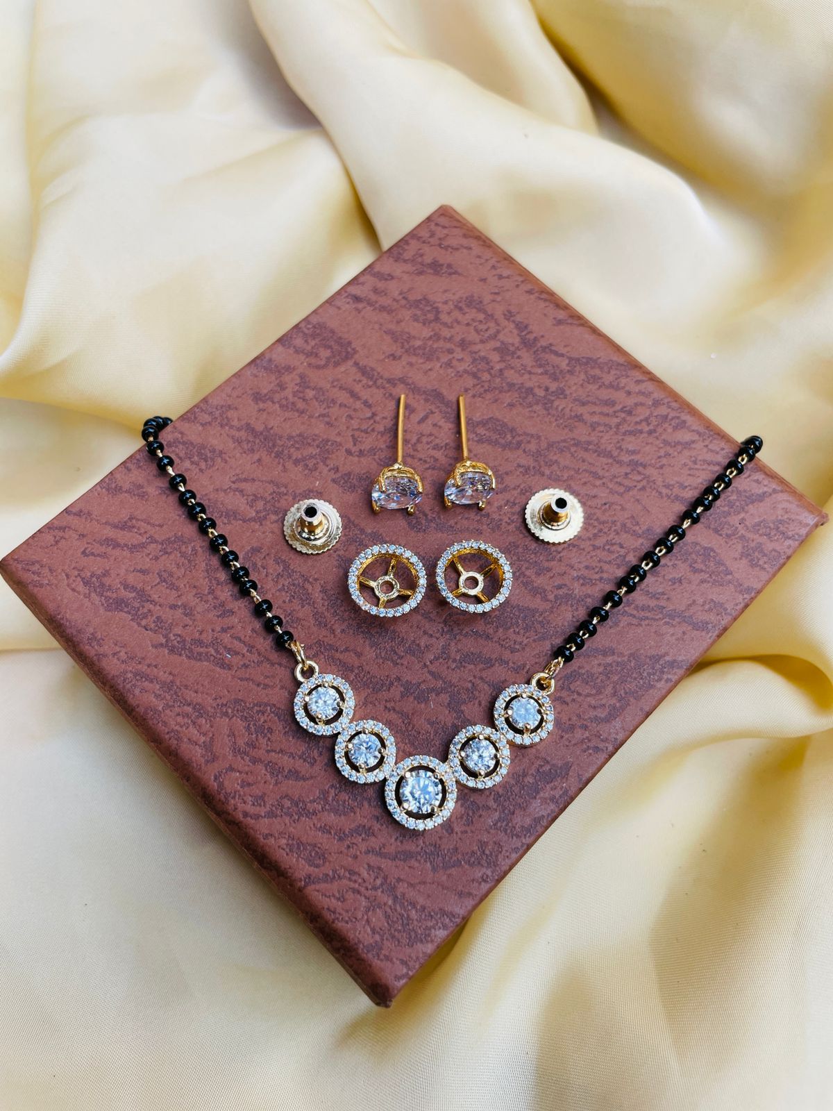 Moonshine Round Gold Plated Mangalsutra - Abdesignsjewellery