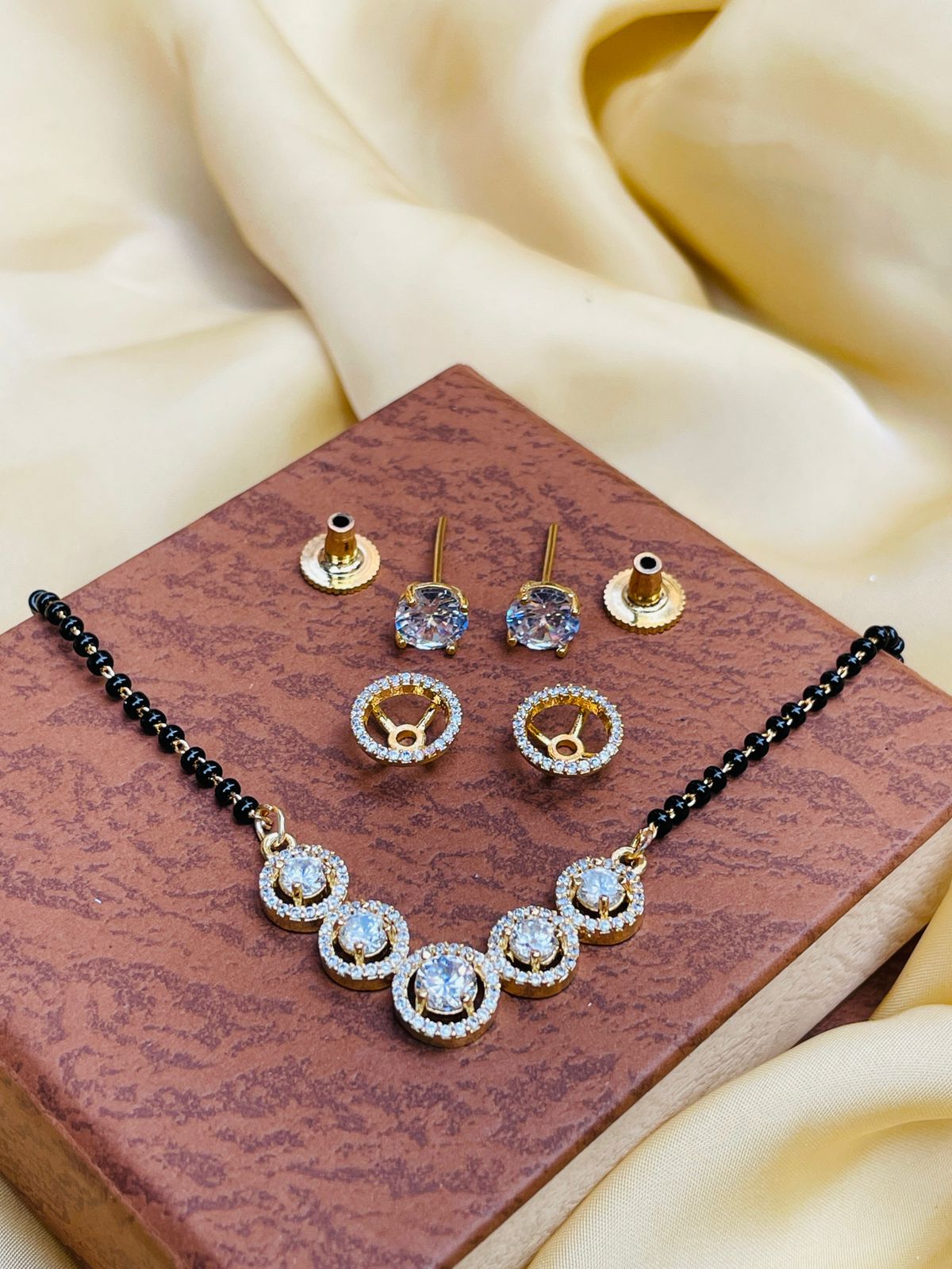 Moonshine Round Gold Plated Mangalsutra - Abdesignsjewellery