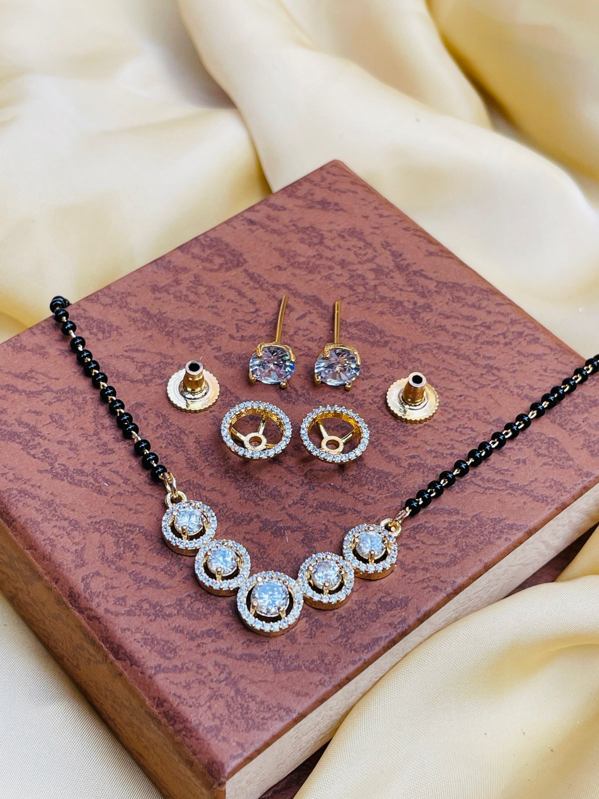 Moonshine Round Gold Plated Mangalsutra - Abdesignsjewellery