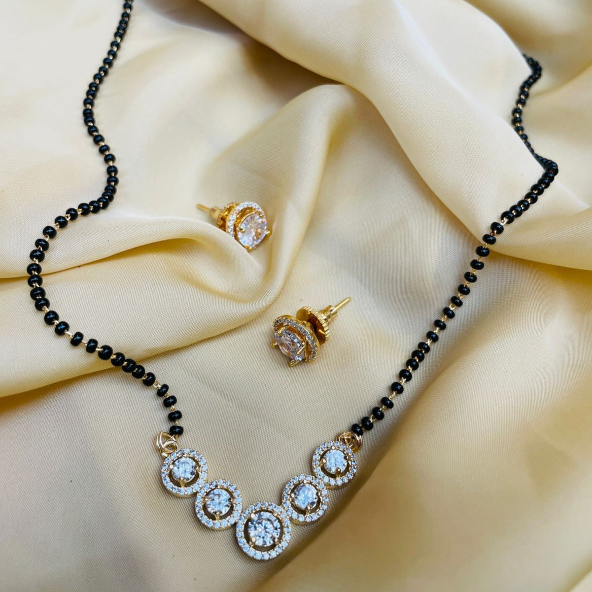 Moonshine Round Gold Plated Mangalsutra - Abdesignsjewellery