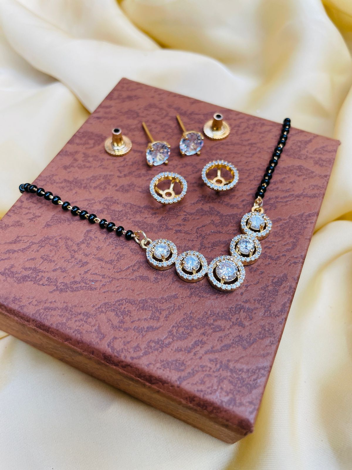 Moonshine Round Gold Plated Mangalsutra - Abdesignsjewellery