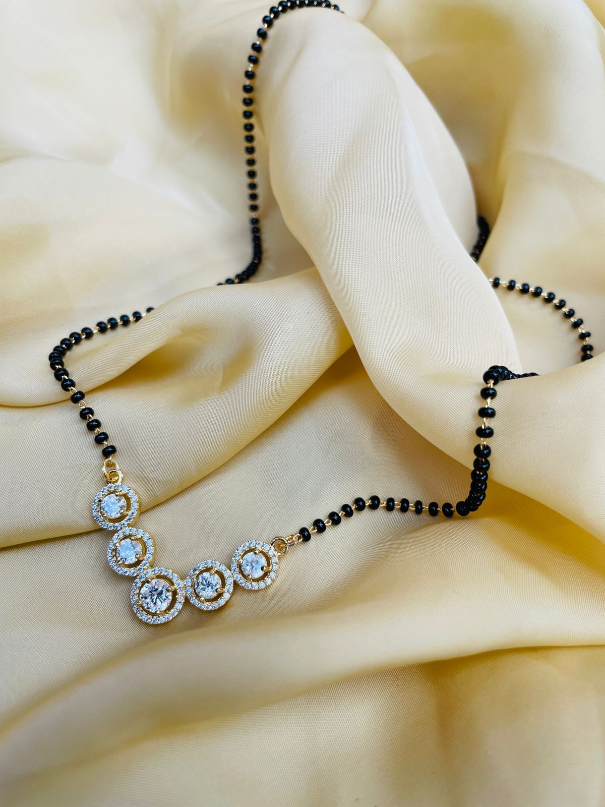 Moonshine Round Gold Plated Mangalsutra - Abdesignsjewellery