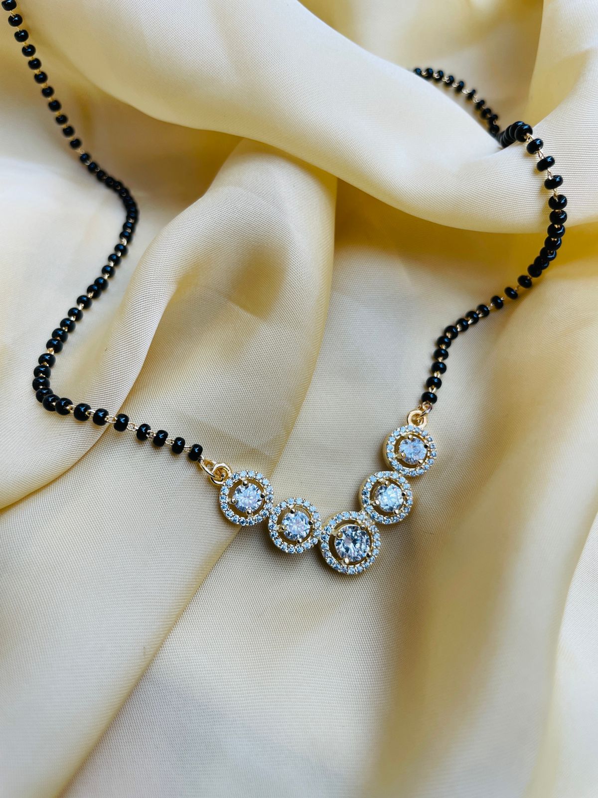 Moonshine Round Gold Plated Mangalsutra - Abdesignsjewellery