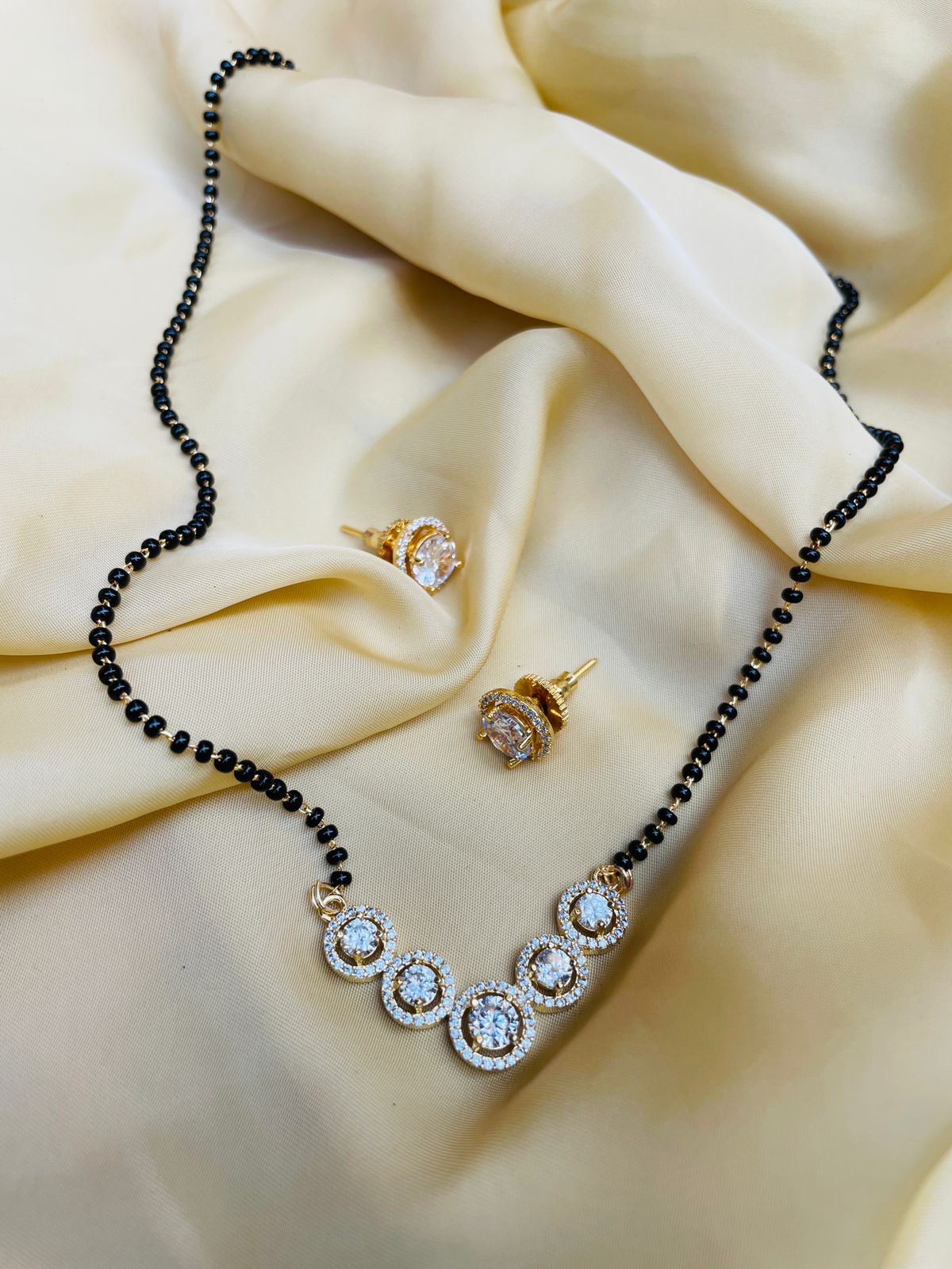 Moonshine Round Gold Plated Mangalsutra - Abdesignsjewellery