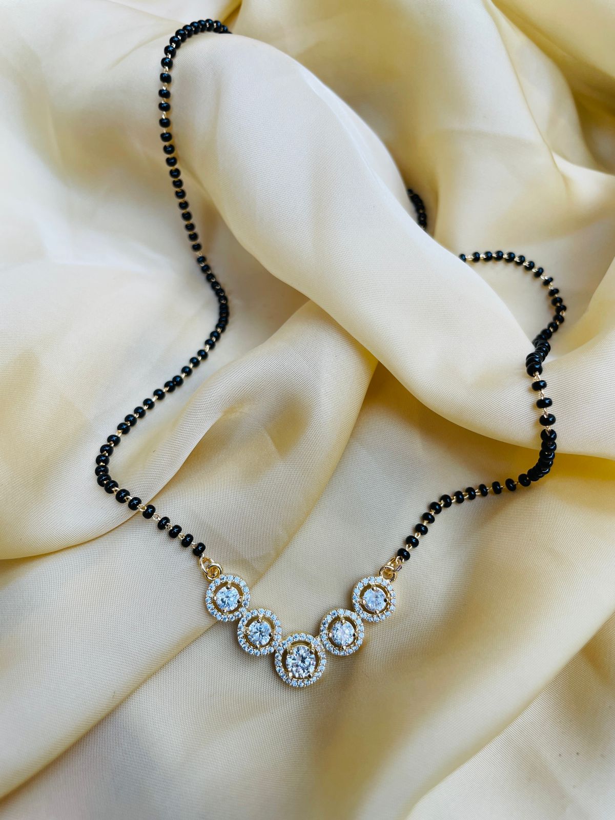 Moonshine Round Gold Plated Mangalsutra - Abdesignsjewellery